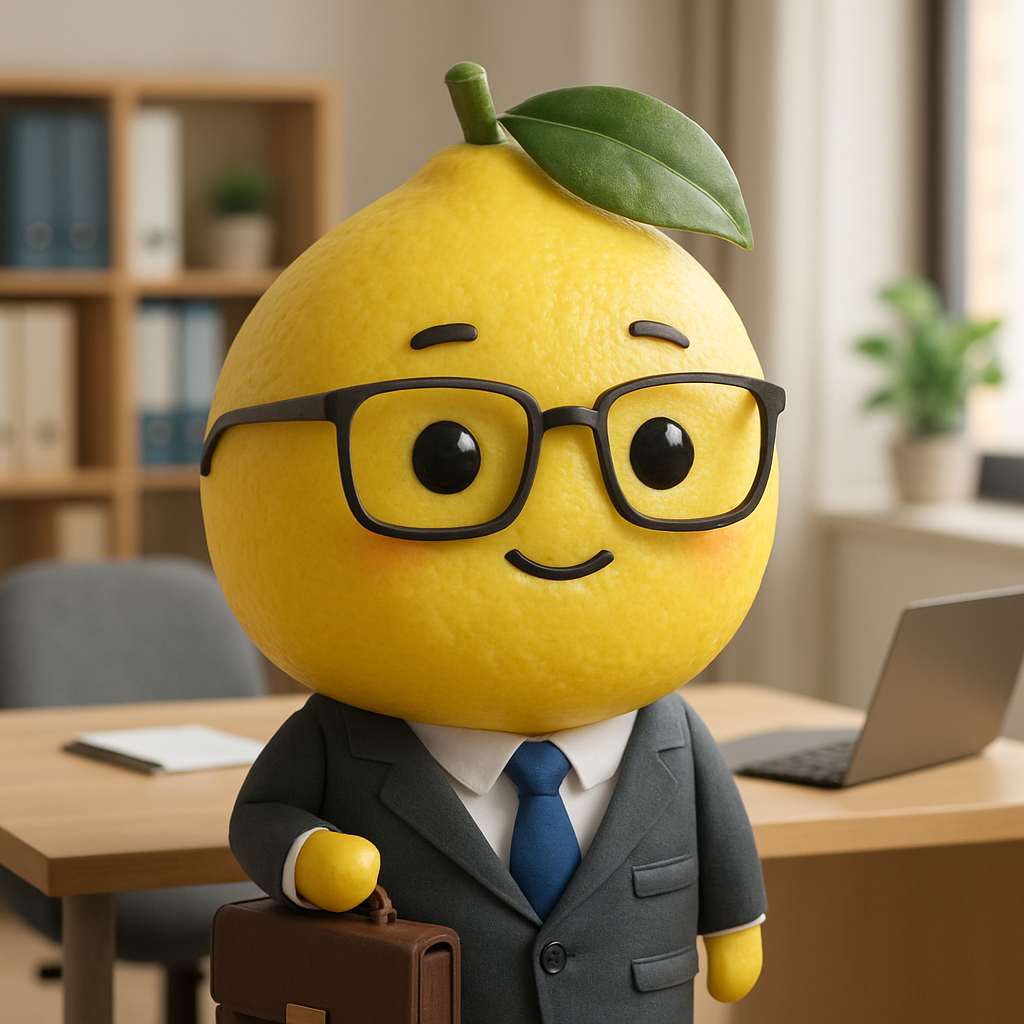 20250817 1345 business lemon in office simple compose 01k2vhj7qbev5bm8f45k5mcns3