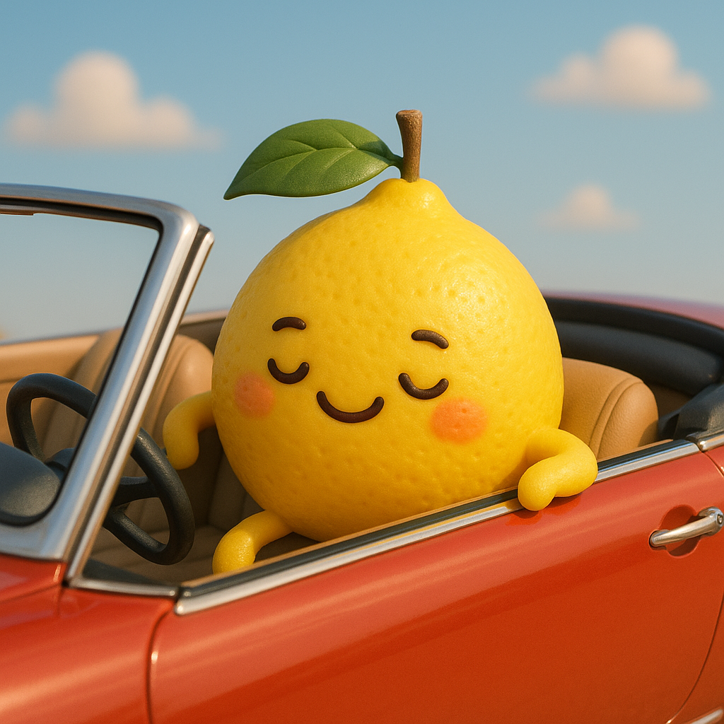 20250817 1356 lemon in convertible simple compose 01k2vj56zmfqg9w4gyfhwvthan